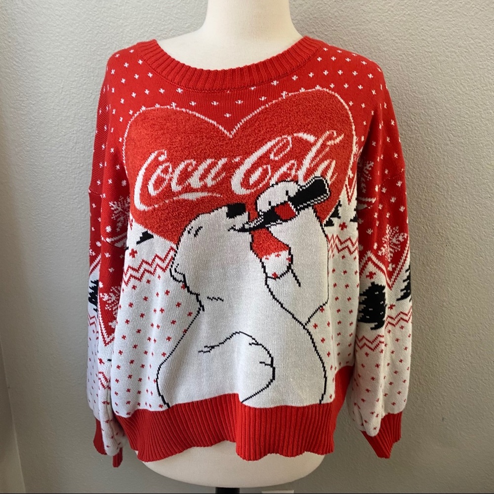COCOA COLA polar bear holiday knit sweater XL